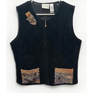 VTG Liz Claiborne Vest Womens P Large Artsy Velvet Whimsigoth Grandma Fairycore